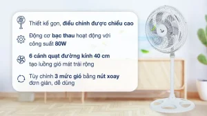 Quạt đứng Asia 6 cánh VY639990 80W Ngon Nhất Trong Tầm Giá Với Nhiều Ưu Điểm Vượt Trội